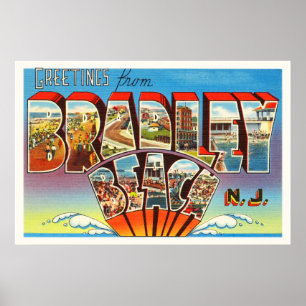 Bradley Beach New Jersey NJ Vintage Old Postcard- Poster