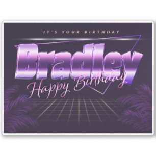 Bradley name first name purple retro sticker birth