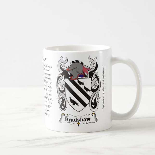 Bradshaw, the origin, meaning and the crest coffee mug (Right)