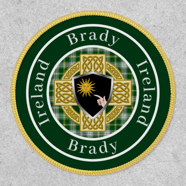 Brady Irish Shield & Celtic Cross Personalized Patch (Front)