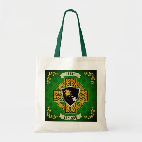 Brady Irish Shield  Celtic Cross Personalized Tote Bag