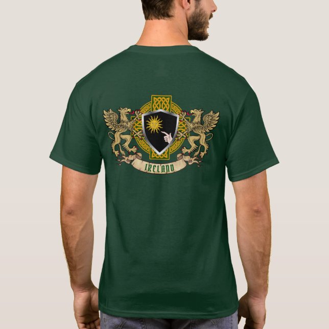 Brady Irish Shield & Griffins Personalized  T-Shirt (Back)