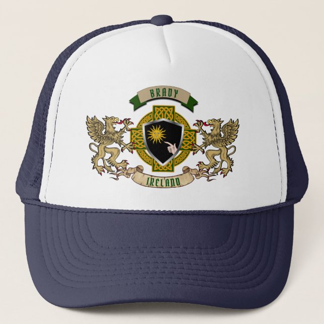 Brady Irish Shield & Griffins Personalized  Trucker Hat (Front)