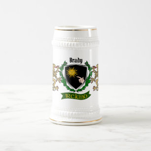 Brady Irish Shield Personalized Name Beer Stein