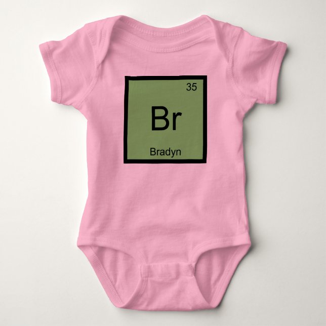 Bradyn Name Chemistry Element Periodic Table Baby Bodysuit (Front)