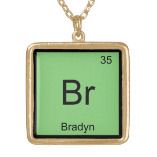Bradyn Name Chemistry Element Periodic Table Gold Plated Necklace