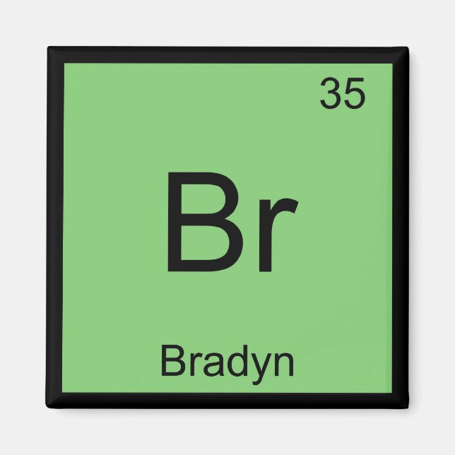 Bradyn Name Chemistry Element Periodic Table Magnet (Front)