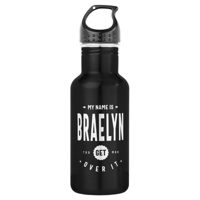 Braelyn Personalized Name Birthday Stainless Steel Water Bottle (Front)