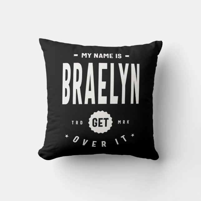 Braelyn Personalized Name Birthday Throw Pillow (Front)