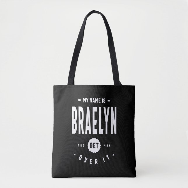 Braelyn Personalized Name Birthday Tote Bag (Front)