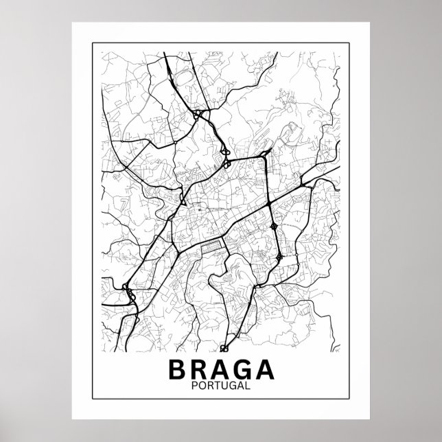 Braga City Map Classic Line Poster (Front)