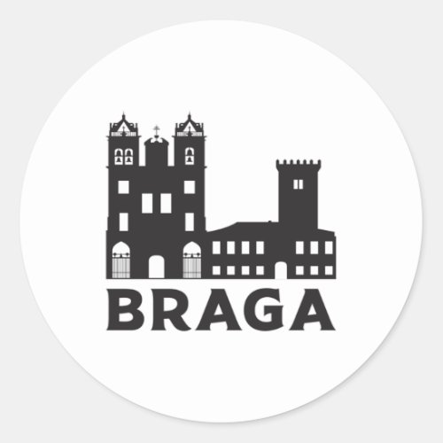 Braga Portugal City Skyline Cityscape Gift Idea Classic Round Sticker