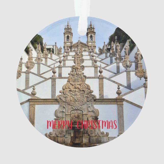 Braga, Portugal Panoramic Christmas Ornament (Back)