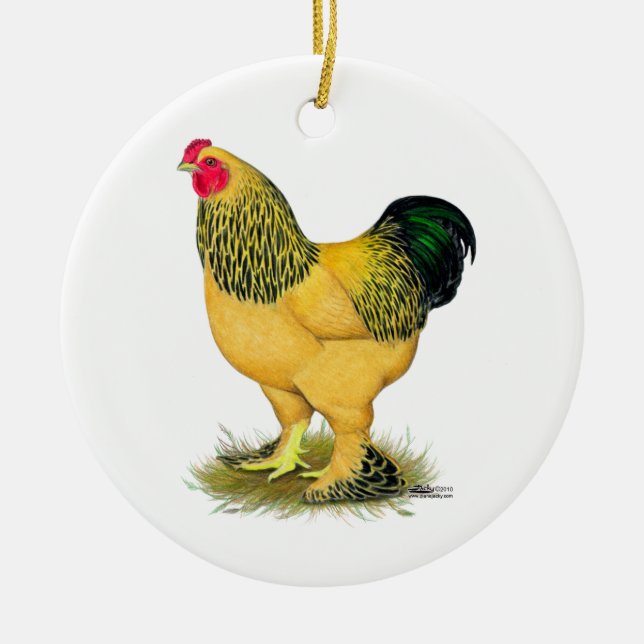 Brahma:  Buff Rooster Ceramic Ornament (Front)