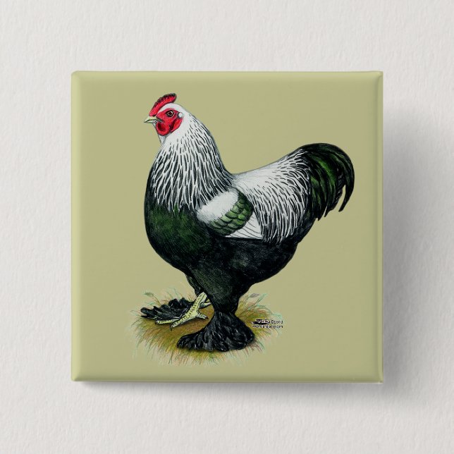 Brahma:  Dark Rooster Pinback Button (Front)
