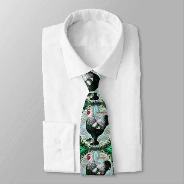 Brahma:  Fancy Dark Rooster Neck Tie (Tied)