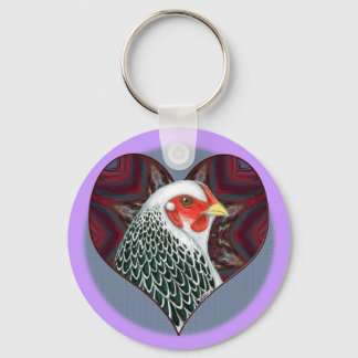 Brahma Hen Heart Keychain