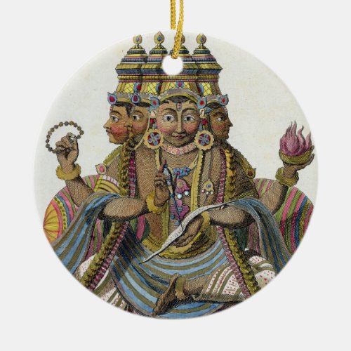 Brahma Hindu god of creation from Voyage aux In Ceramic Ornament