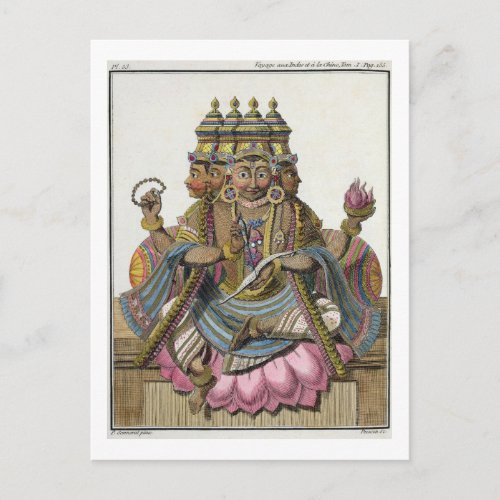 Brahma Hindu god of creation from Voyage aux In Postcard