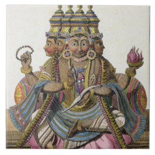 Brahma, Hindu god of creation, from 'Voyage aux In Tile