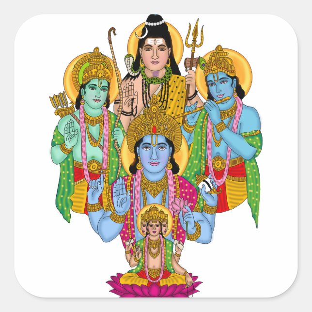 Brahma Vishnu Shiva Ram Krishna Sticker (Front)