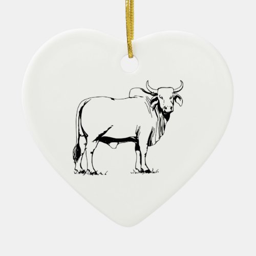 Brahman Cow Ceramic Ornament