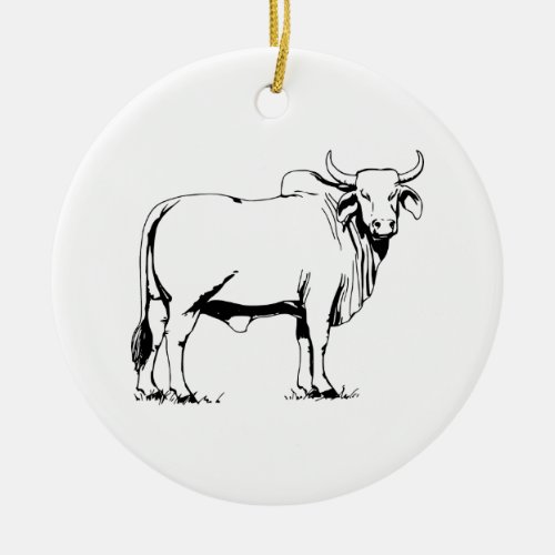 Brahman Cow Ceramic Ornament