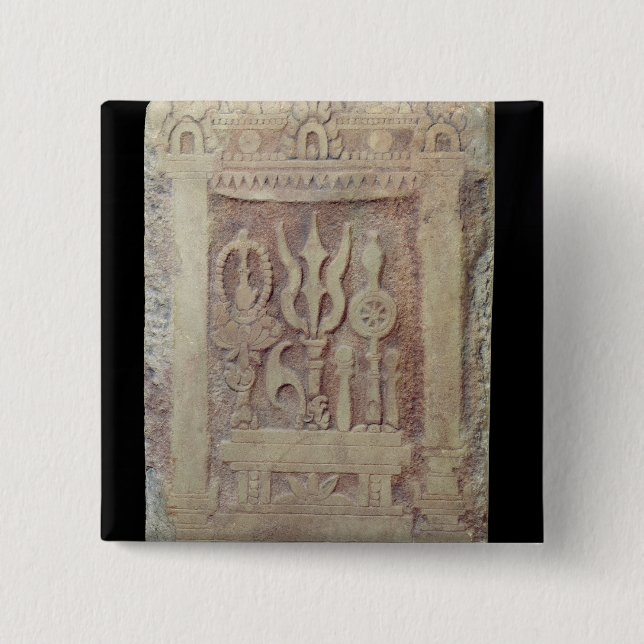 Brahman stele depicting the Trimurti Pinback Button (Front)