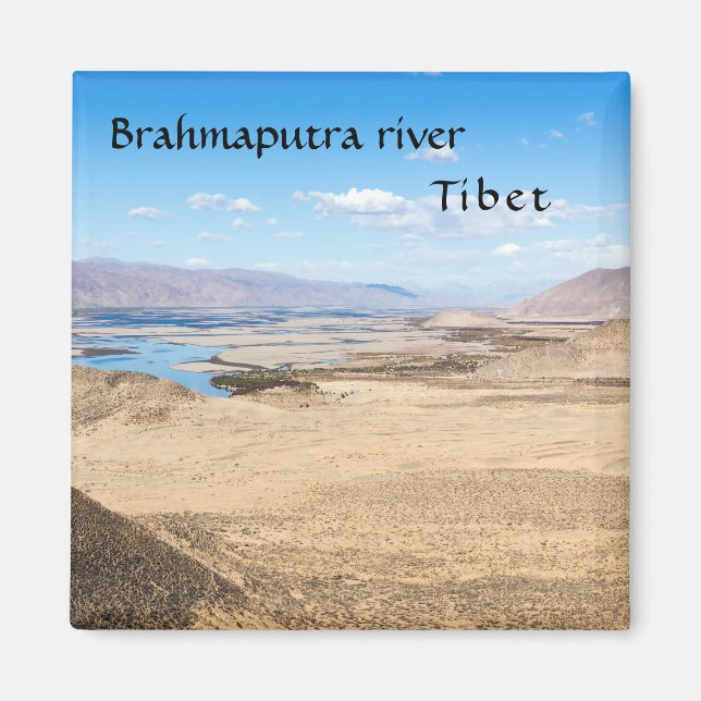Brahmaputra river and desert landscape - Tibet Magnet (Front)