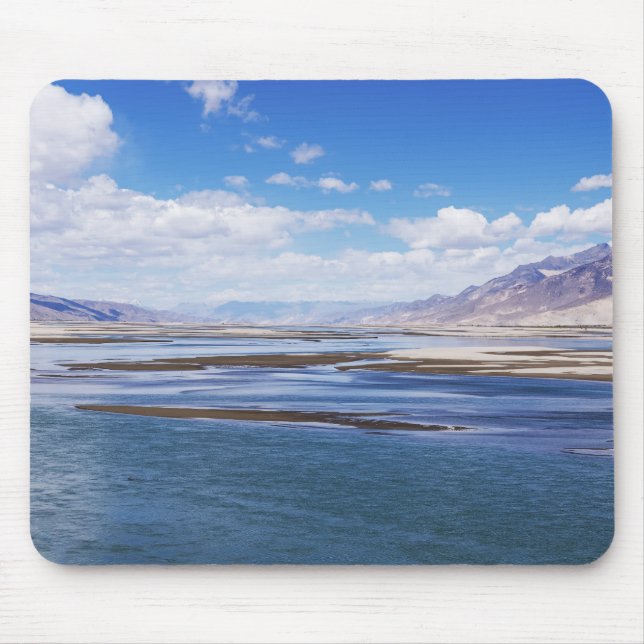 Brahmaputra river and mountain landscape - Tibet Mouse Pad (Front)