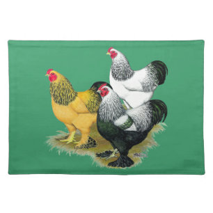 Brahmas Three Roosters Cloth Placemat