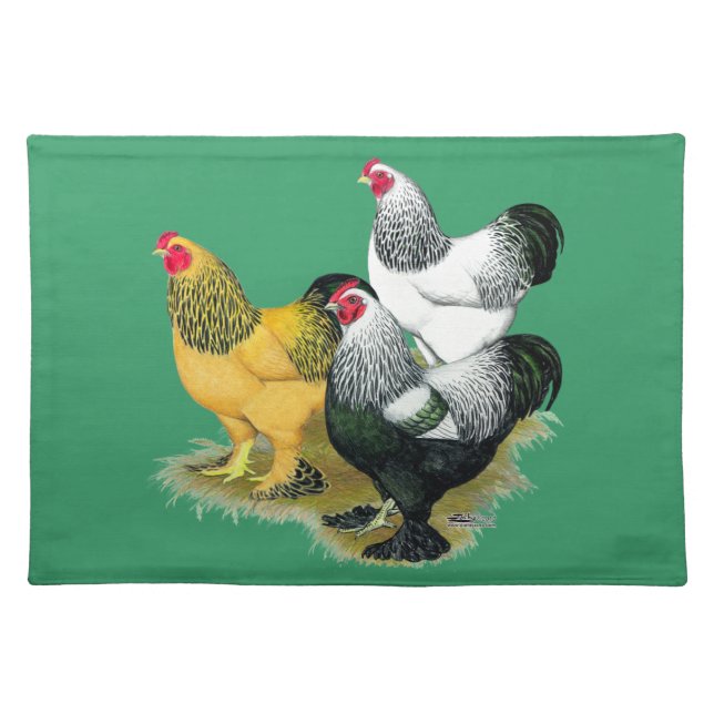 Brahmas Three Roosters Cloth Placemat (Front)