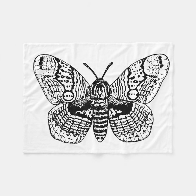 Brahmin moth drawing fleece blanket (Front (Horizontal))