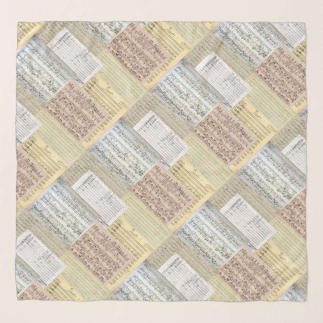 Brahms Original Music Manuscript Collage Scarf (Front)
