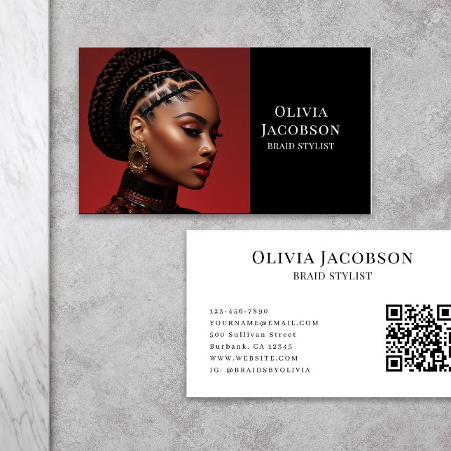 Braid Stylist Hair Loctician Photo Business Card (Creator Uploaded)