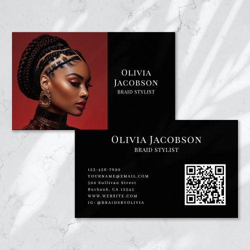 Braid Stylist Hair Loctician Photo Business Card