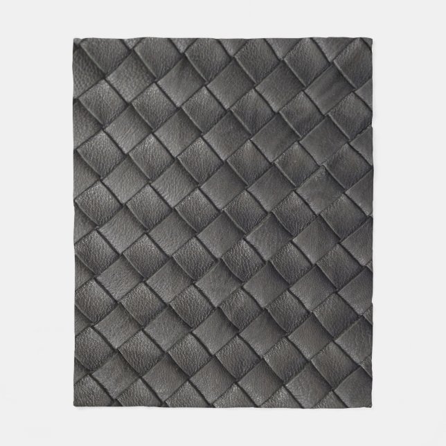 Braided Black Leather: Vintage Texture Fleece Blanket (Front)