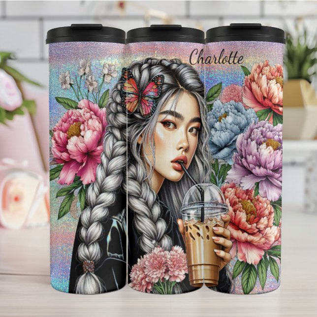 Braided Butterfly Floral Coffee Serenity Thermal Tumbler (Creator Uploaded)