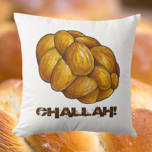 Braided Challah Bread Loaf Jewish Holiday Baking Throw Pillow (Challah pillow)