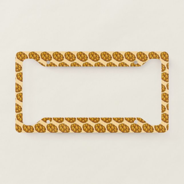 Braided Challah Bread Loaf Jewish Holiday Cuisine License Plate Frame (Front)