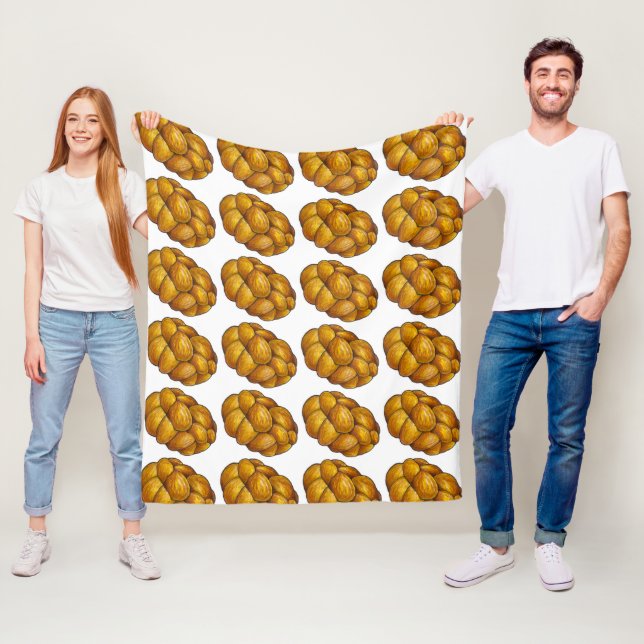 Braided Challah Bread Loaf Jewish Holiday Food Fleece Blanket (In Situ)