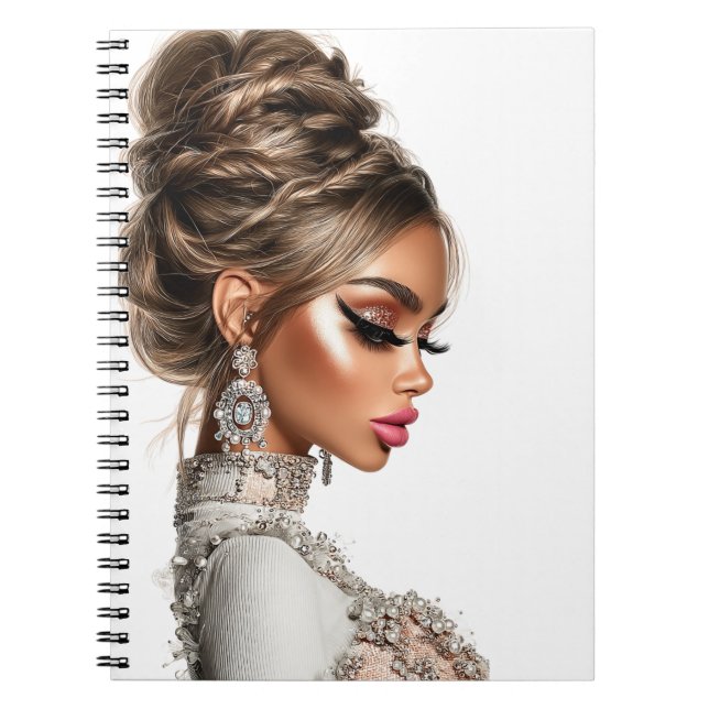  Braided Elegance Glam Girl Spiral Photo Notebook (Front)