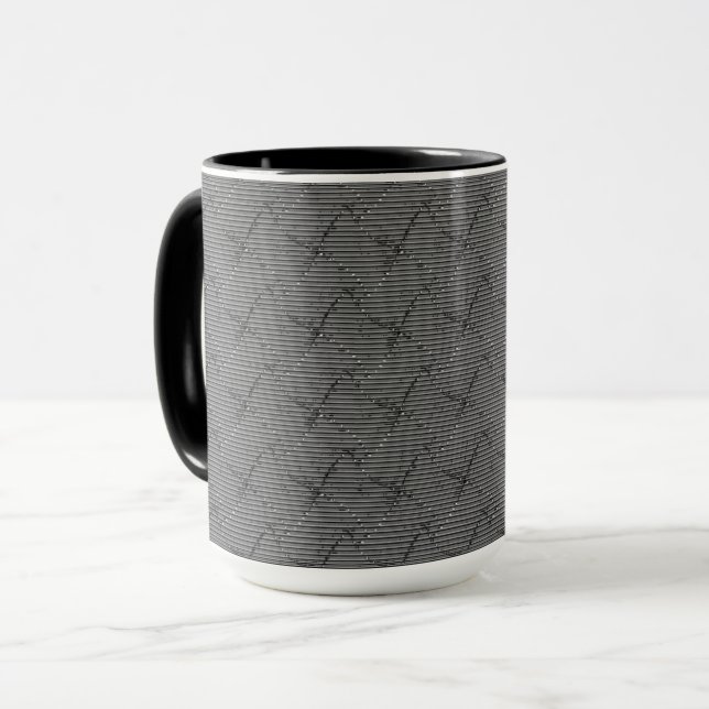 Braided gray with small stripes and pixelated thro mug (Front Left)