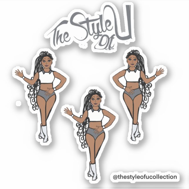 Braided Majorette / Dancer Stickers Gray (Front)