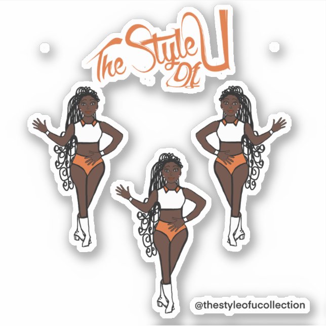 Braided Majorette / Dancer Stickers Orange (Front)
