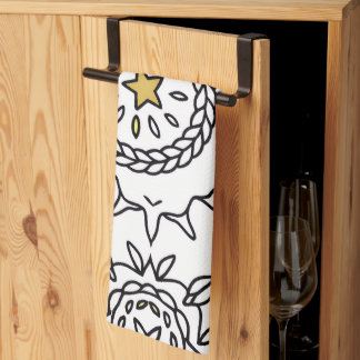 Braided Mandala and Leaf Motif Design Kitchen Towel