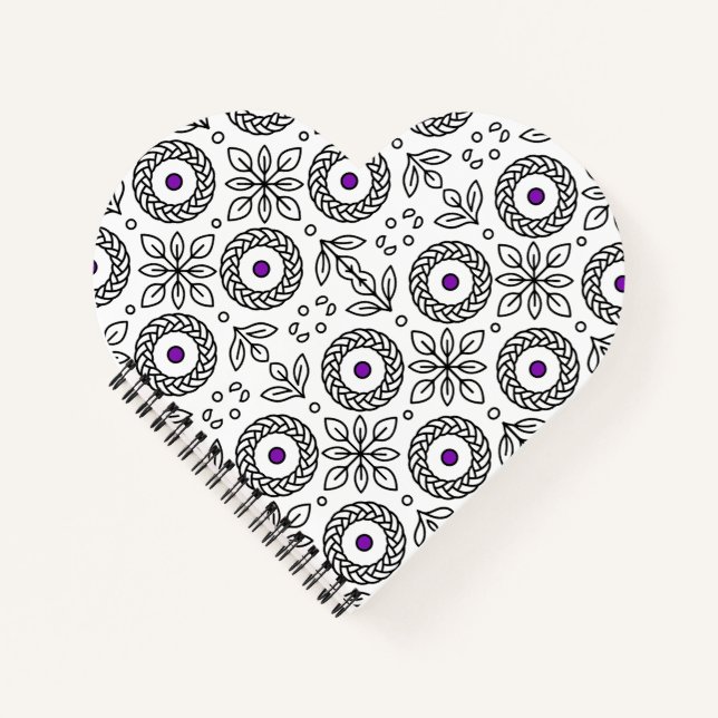 Braided Mandala and Leaf Motif Spiral Notebook (Front)