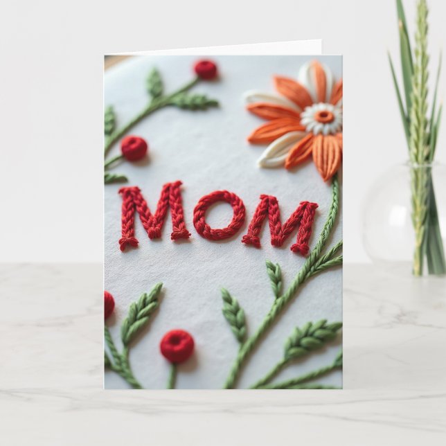 Braided Mom Floral Textile Card (Front)