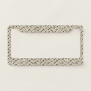 Braided Thread Knit Texture – Warm Beige (2) License Plate Frame