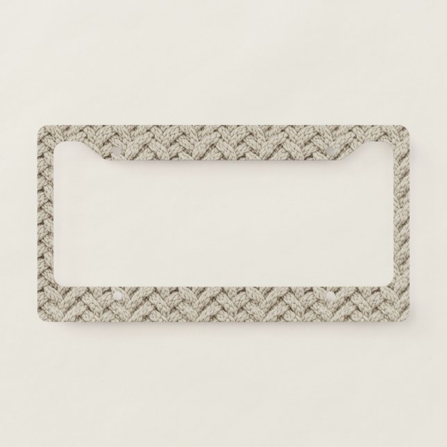 Braided Thread Knit Texture – Warm Beige (2) License Plate Frame (Front)